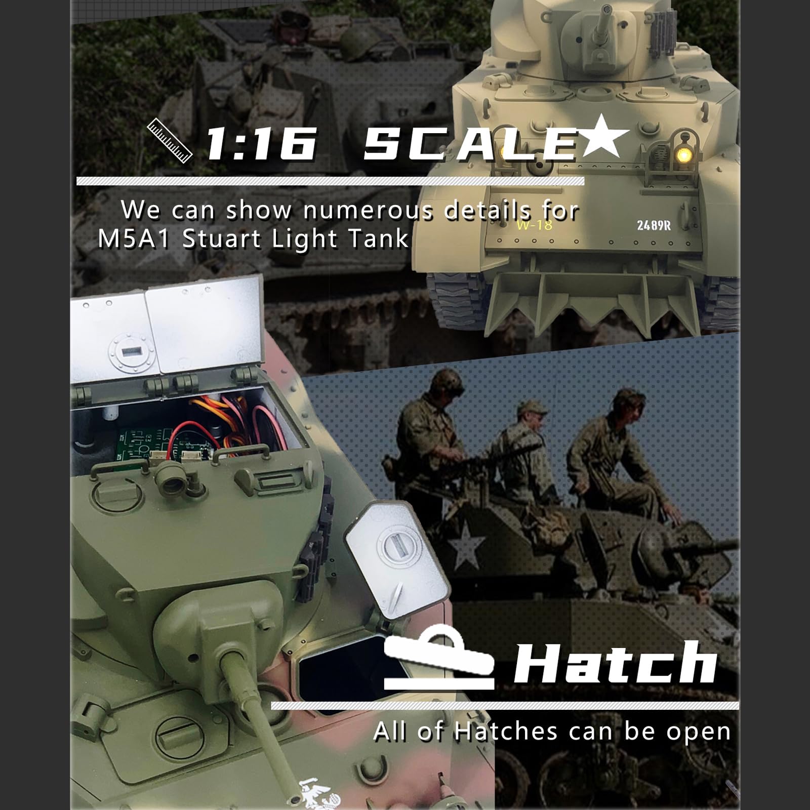 Amazon.co.jp: Ssccgym リモコン軽戦車 US M5A1 スチュアート戦車 1/16