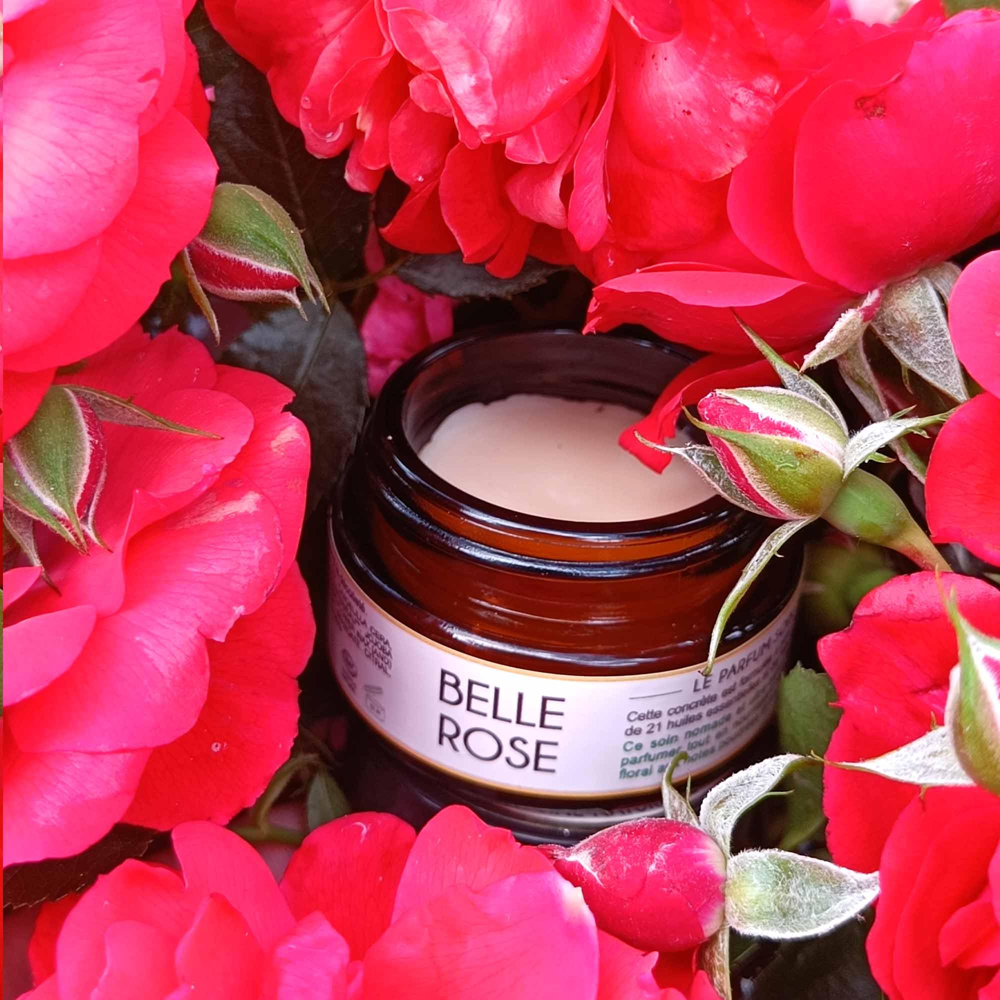 AMADA DE MARZO – Belle Rose – Perfume sólido natural para mujer, 15 g, 100% de origen natural, notas florales (rosa de Damasco), bienestar emocional, formato nómada, fabricado en Francia