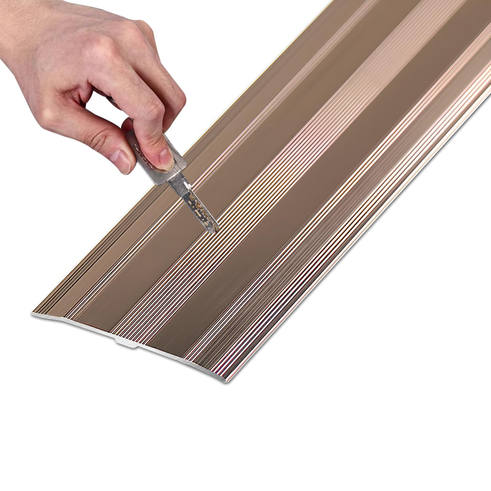 6 Mm Striscia Di Transizione Alluminio Per Pavimento Piastrelle | Profilo Di Protezione Striscia Di Giunzione Per Pavimenti(Rose Gold,60mmx100cm)
