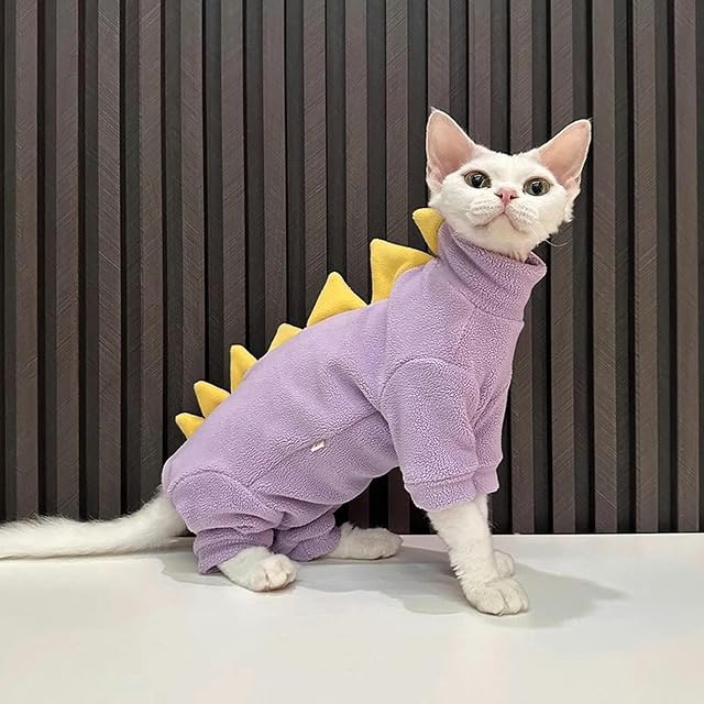 Foto 6 de 7 de UOSIA Mono de Gato Sphynx, Pijamas para Gatos Solo, Disfraz de Gato Dinosaurio de Cuatro Patas