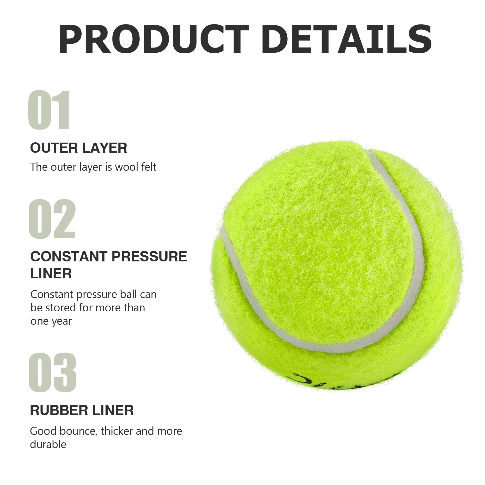 SPORTIC Pelotas de tenis, pelotas de tenis de práctica de alto rebote con bolsa de malla para un fácil transporte, pelotas de juego para perros y mascotas, pelota de tenis presurizada de fieltro