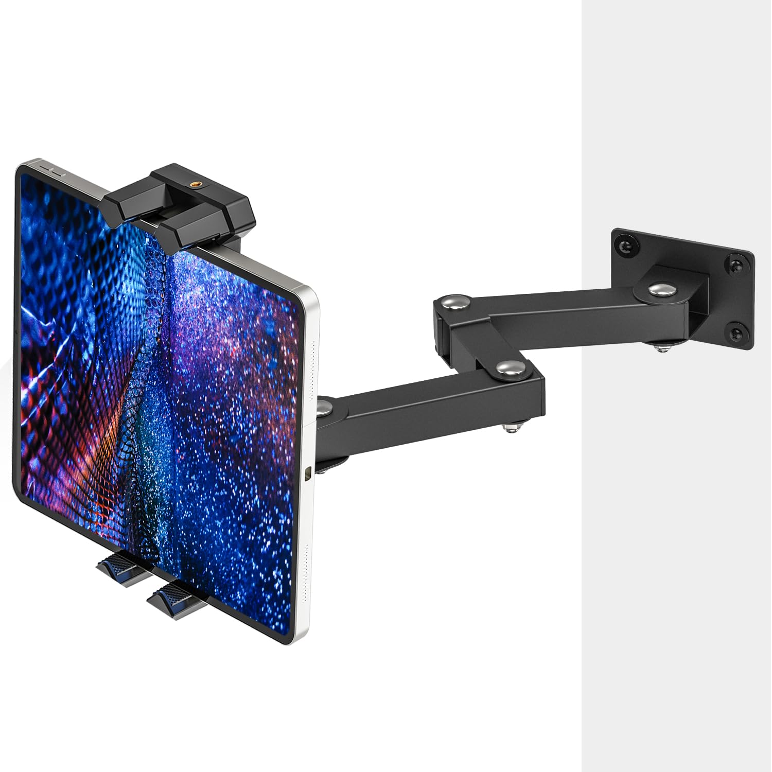 Soporte Tablet Pared, Soporte iPad Pared con Brazo Metálico Regulable 16-39.5cm, Soportes iPad para 4,7 a 13.5 Pulgadas.