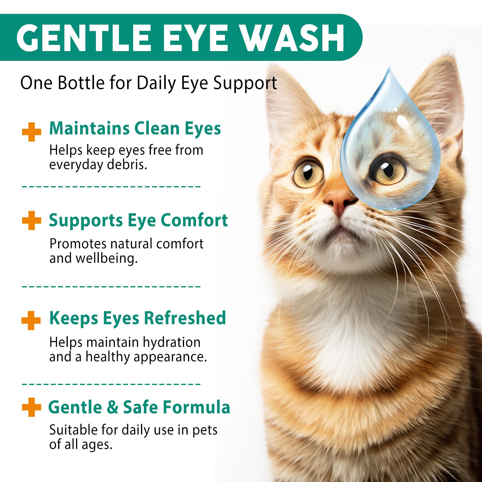 Pet Eye Drops for Dogs & Cats, Relieve Eyes Itching & Irritation, Pink Eye & Allergies Symptoms, Used to Clean Tear Stains, Remove Eye Stains, and Relieve Dryness - Suitable for All Animals (1) - image 3
