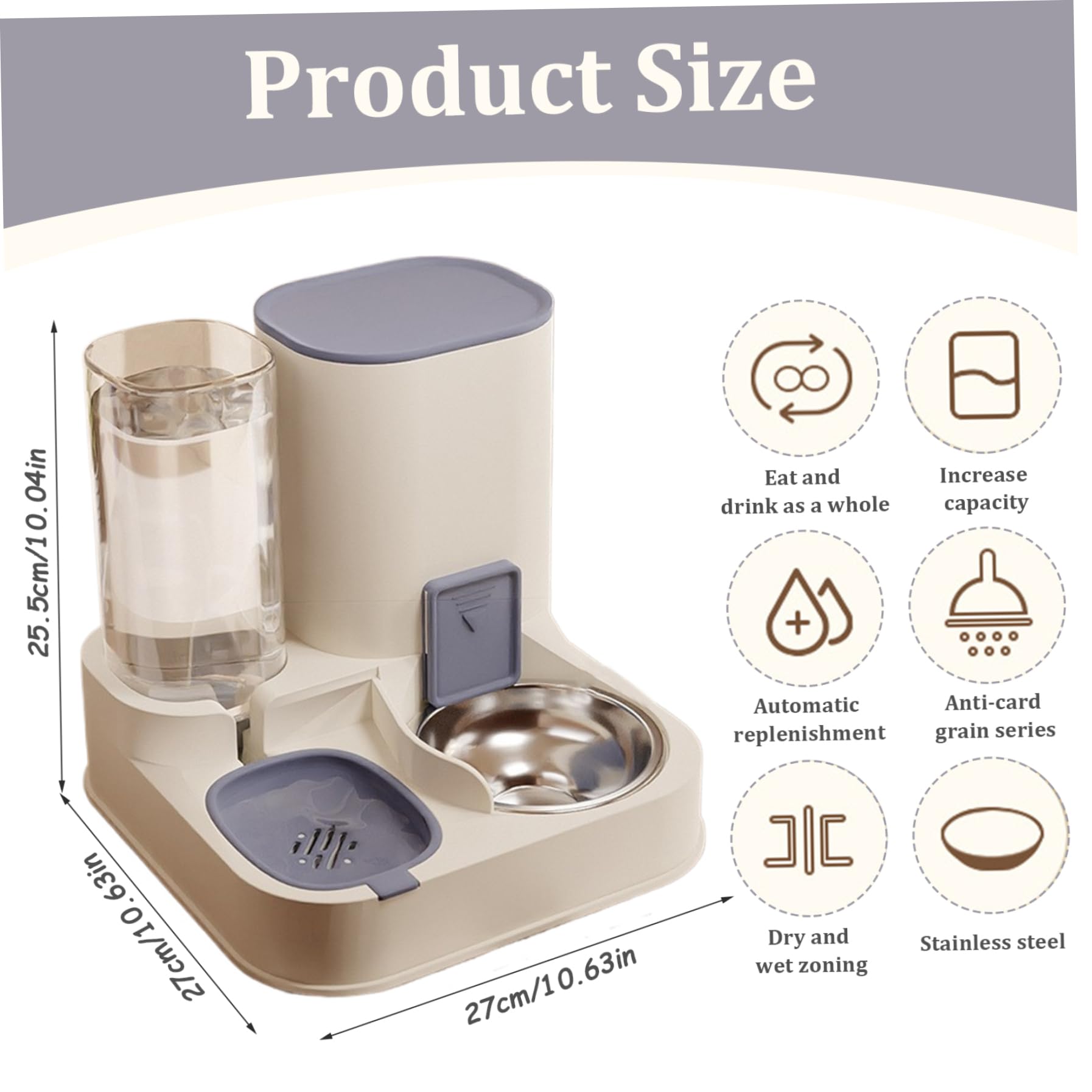 Alimentatore Automatico 2 in 1 per Gatti e Cani - Acciaio Inossidabile e PP - Dispenser Cibo e Acqua Staccabile - Blu
