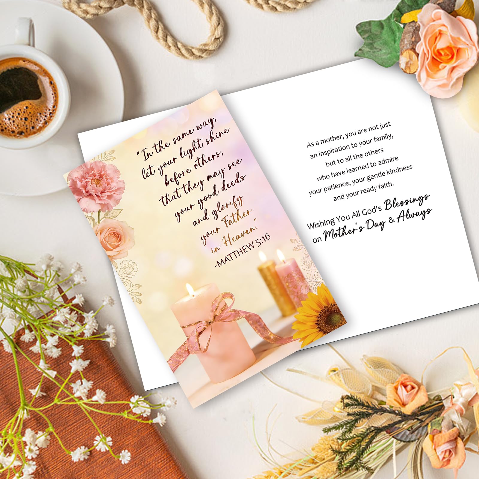 Christian Mother's Day Card for Grandma or Mom, Mother's Day Greeting Card with Bible Verse, Mother's Day Gift from Children