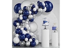 Navy Blue Silver Balloons Garland Kit - Graduation Party Decorations 2022