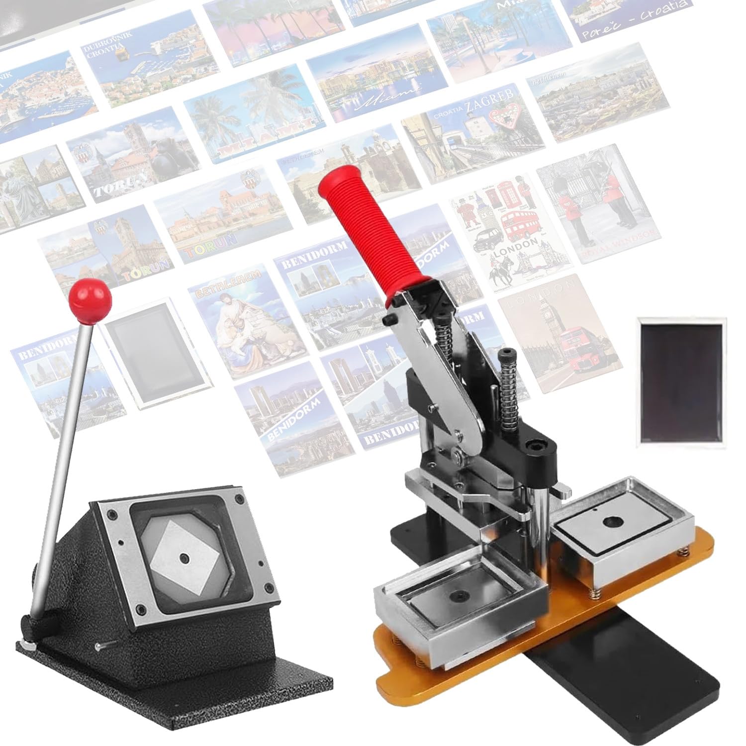 GTHTUHFD Magnet Maker Machine, Magnet Button Maker, 53 * 80Mm/2.1 * 3.2In Pin Maker Kit, Fridge Magnet Button Maker Machine With 1000*Consumables+Paper Cutter,Maker+Kni