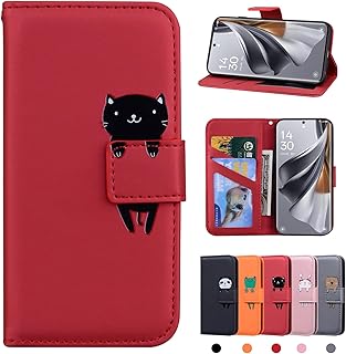 OPPO Reno10 Pro 5G ケース 手帳型 お洒落 スマホケース OPPO Reno10 Pro 5G 手帳型 カバー 耐衝撃 オッポ リノ10 プロ 5G ケース 手帳型 手作り 高級 PUレザー oppo レノ10プロ カバー かわいい 動物柄 Reno10Pro5Gケース 手帳型 カバー case スマホケース 横置きスタンド機能 内蔵マグネット 軽量(6.7インチ)赤猫