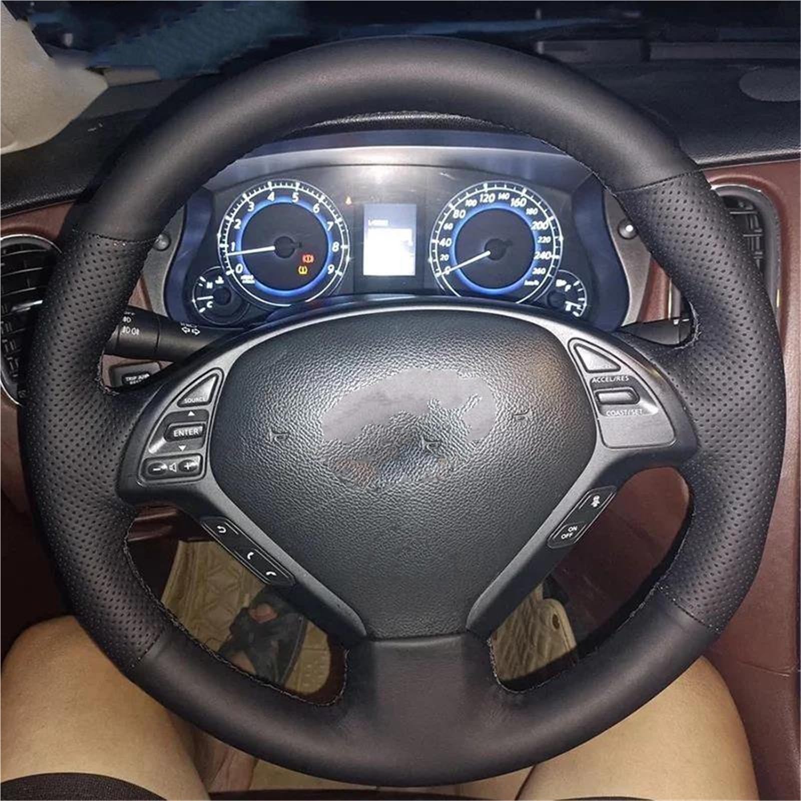 Auto Lenkrad Schutzhülle Für Infiniti G25 G35 G37 X30 EX35 EX37 Q40 Q60 QX50 2008–2018 Rutschfest(Schwarz)