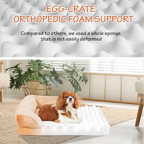 Miniatura 4 de Ownpets Cama ortopédica XL para perro, sofá beige para mascotas para perros extra grandes con lados, refuerzos y funda lavable, cómodo sofá de