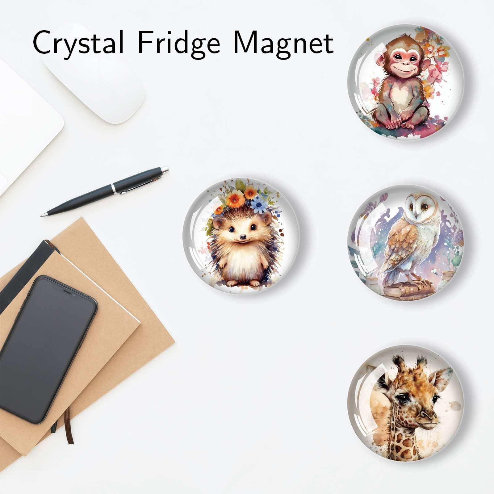 12 szt. Magnesy na lodówkę ze szkła kryształowego 3D, dekoracyjne magnetyczne magnesy tablicowe, spersonalizowane magnesy, na lodówkę, kalendarz, tablicę, zmywarkę (30 mm)