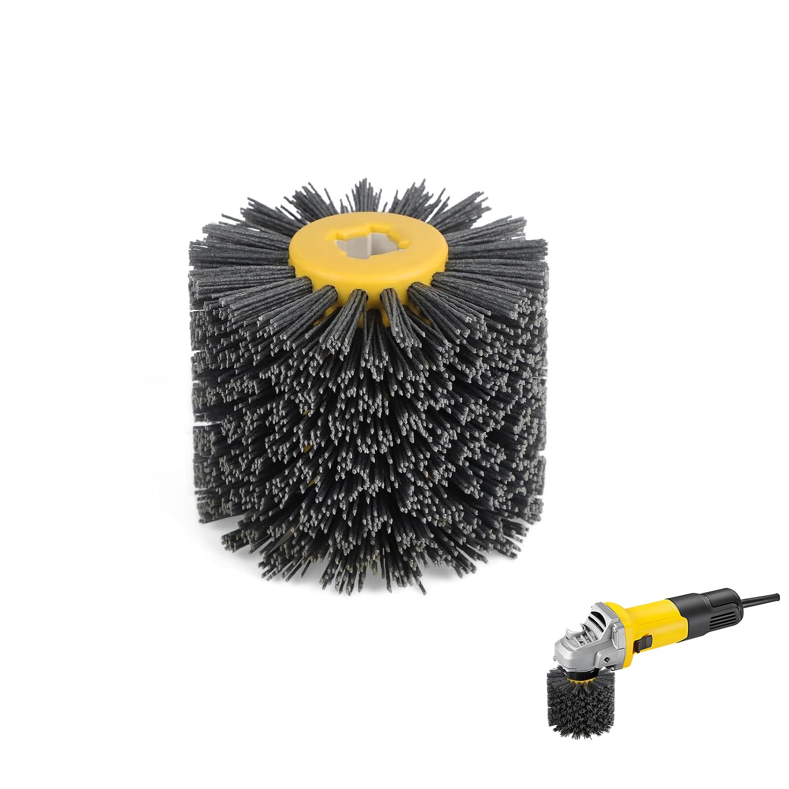 EXLECO Brosse en nylon grain #60 pour machine à satiner - Noir - Brosse à poils - Roue de traction - Pinceau de polissage