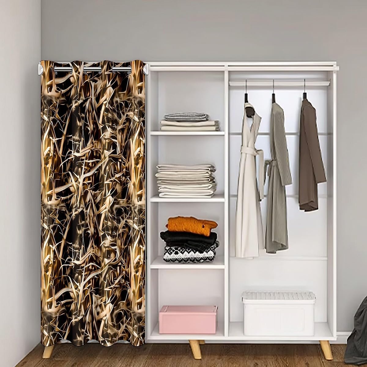 Feelyou Camouflage Doorway Curtain Privacy for Hunters Cabin or Rustic Lodge 30%-50% Room Darkening Curtain 1 Panel, 59"x80" The Woods Camouflage Door Cover Curtain Comfort Natural Window Treatments