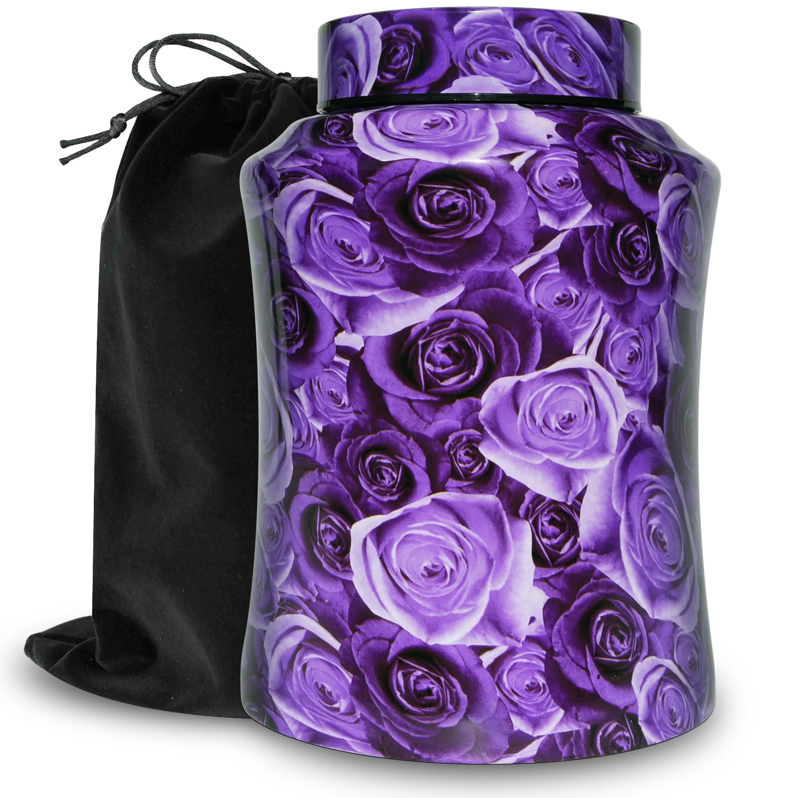 AODIYA - Up to 180 lbs Purple Rose Cremation Urns for Human Ashes Adult Female Male, Stainless Steel Urn for Ashes for Women Mom Mother (Purple, Large