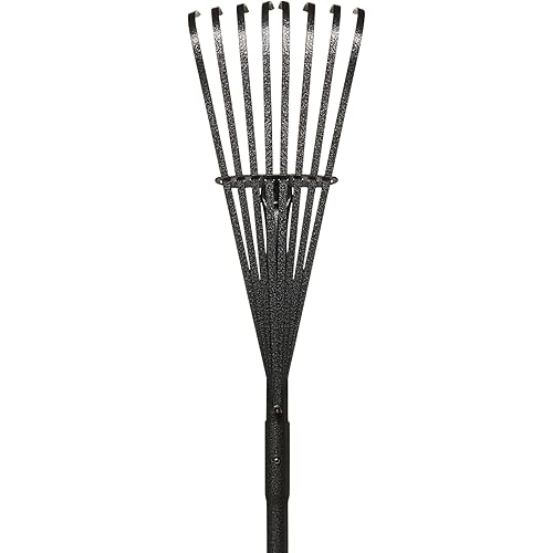 Yard Butler World’s Greatest Rake 8” Wide Shrub Rake, ILT-8 Garden Rake for Lawncare - Convenient Garden Cleaning Accessory - Lightweight Wooden Handle - Steel Tines - Easy to Maneuver