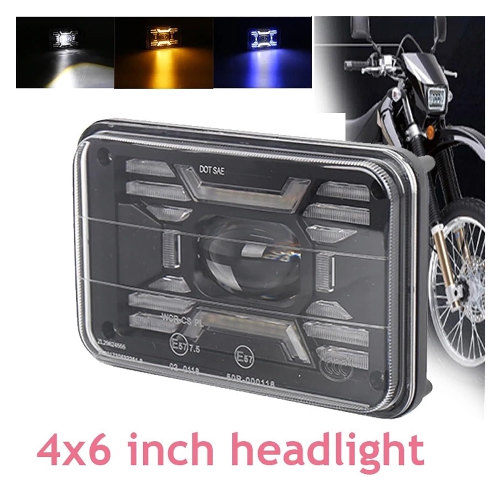 Pour Suzuki DRZ 1 Pièces DOT Noir Moto DRL Lampe 4X6 Phare LED Phare Universel Moto