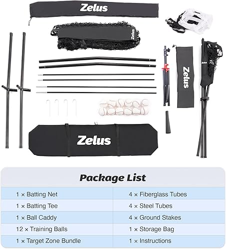 Miniatura 9 de ZELUS Red de béisbol y camiseta, red de béisbol de 5 x 5 pies7 x 7 pies para golpear y lanzar, red de práctica de bateo portátil para interiores y