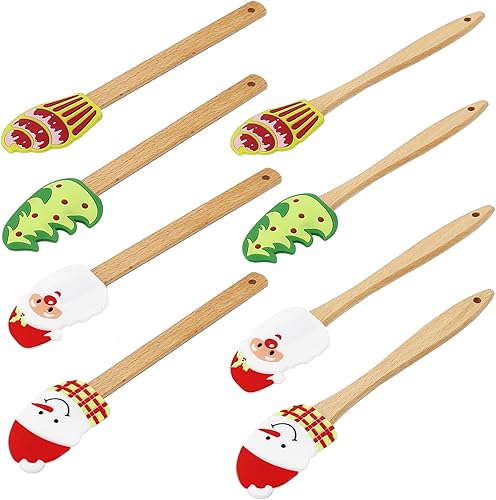 Miniatura 2 de 8 espátulas de silicona de Navidad, espátula de decoración de pasteles de Navidad, espátula de pastel de Navidad con mango de madera, raspador de
