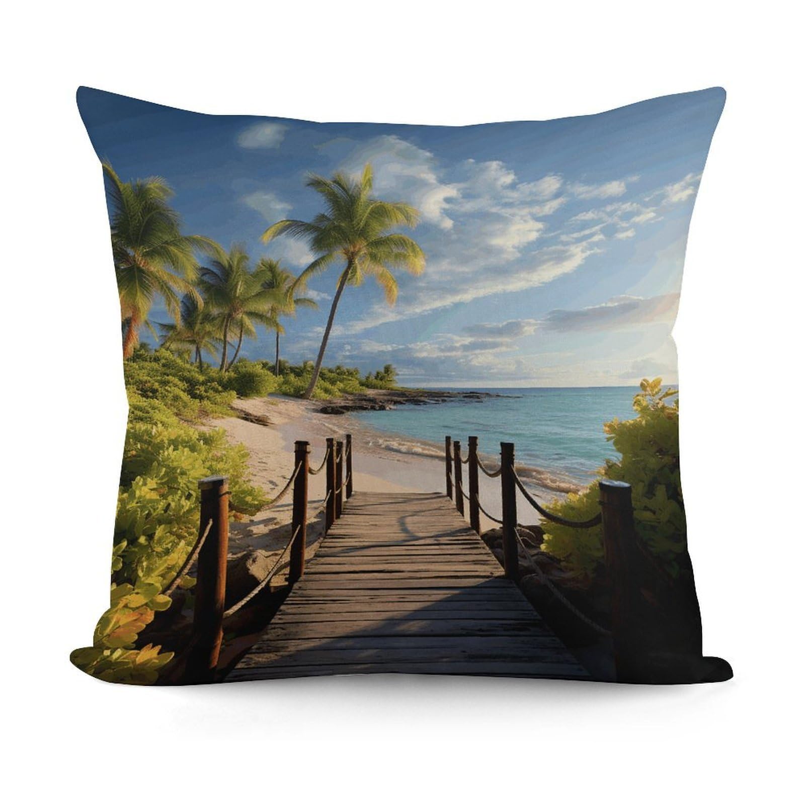 VstaDank Palm Trees Beach Sea Ocean Throw Pillow Cover Soft Square Cushion Cover Art Artwork Pillow Covers Mordern Couch Pillow Covers Decorative Cushion Case for Chair Couch Bedroom Living Room
