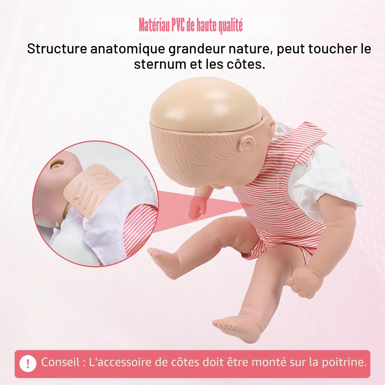 Modèle de Premiers Secours pour Bébé, Mannequin Professionnel de Formation à l'obstruction des Voies Respiratoires du Nourrisson