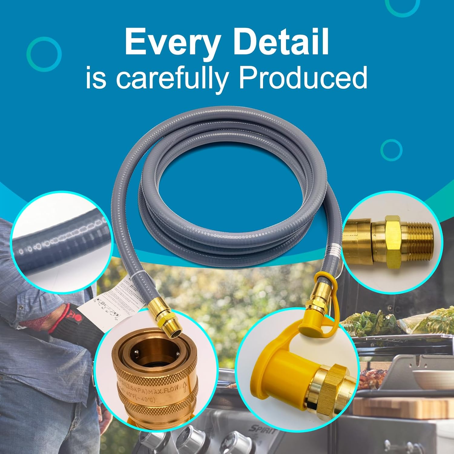 15FT, 24FT, 30FT 3/4" ID Natural Gas Hose with Quick Connect 3/4" ID Natural Gas Hose with Quick Connect Fittings for NG/LP Propane Appliances, Generators,Grill,Patio Heaters (15FT)