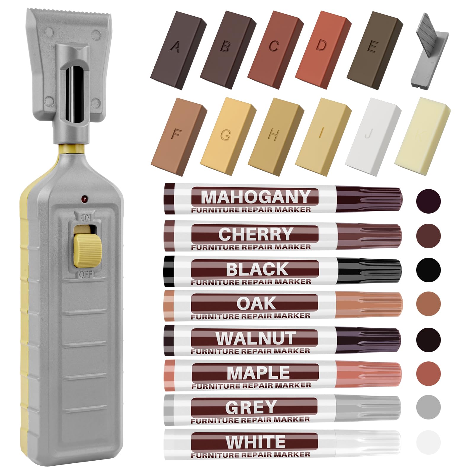Scnk 11 Colors Vinyl Floor Repair Kit -11Pcs Hardwood Laminate Floor Wax With 8Pcs Wood Touch Up Marker, Linoleum Repair Kit Restore Any Scratches, Stains, Cracks, Hole For Floor, Door, Cabinet On Wood Furniture