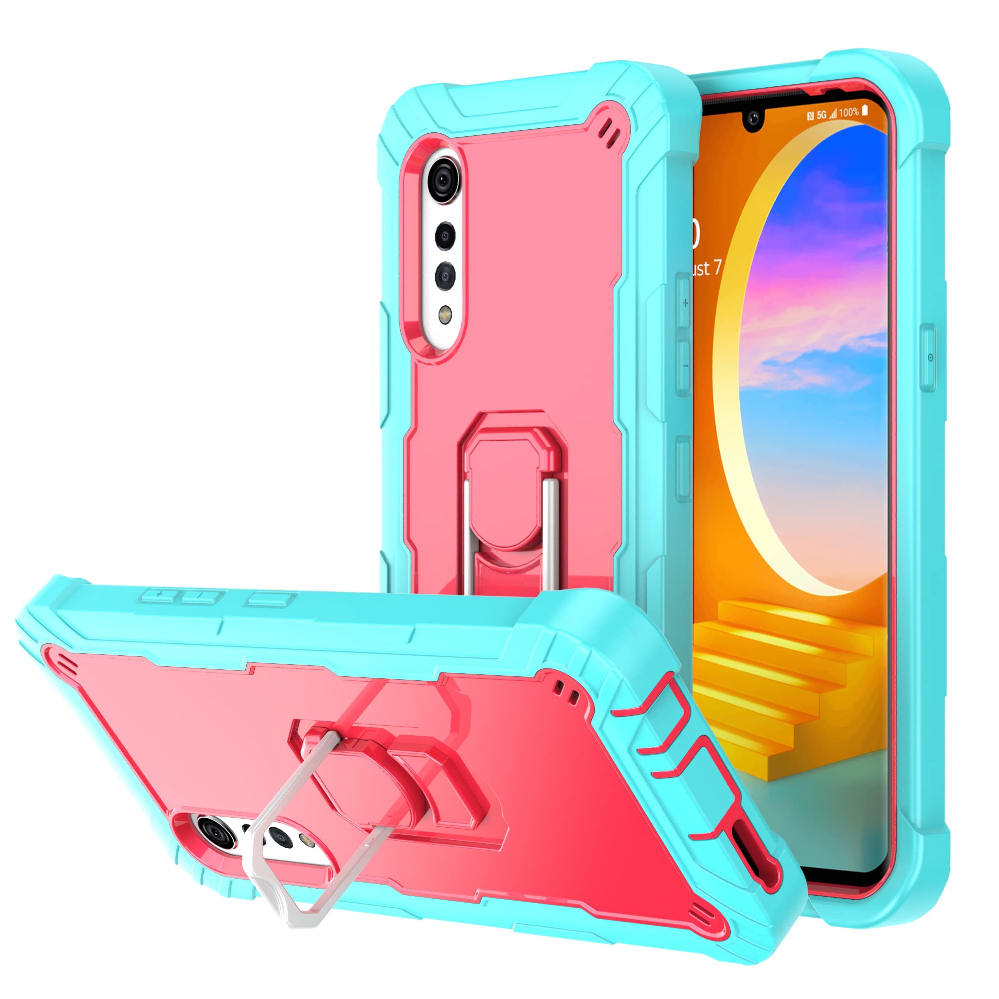 Asuwish Phone Case for LG Velvet 5G/LG Velvet Verizon G5 UW T-Mobile 2020 Cover with Ring Holder Stand Shockproof Hard Full Body Heavy Duty Cell