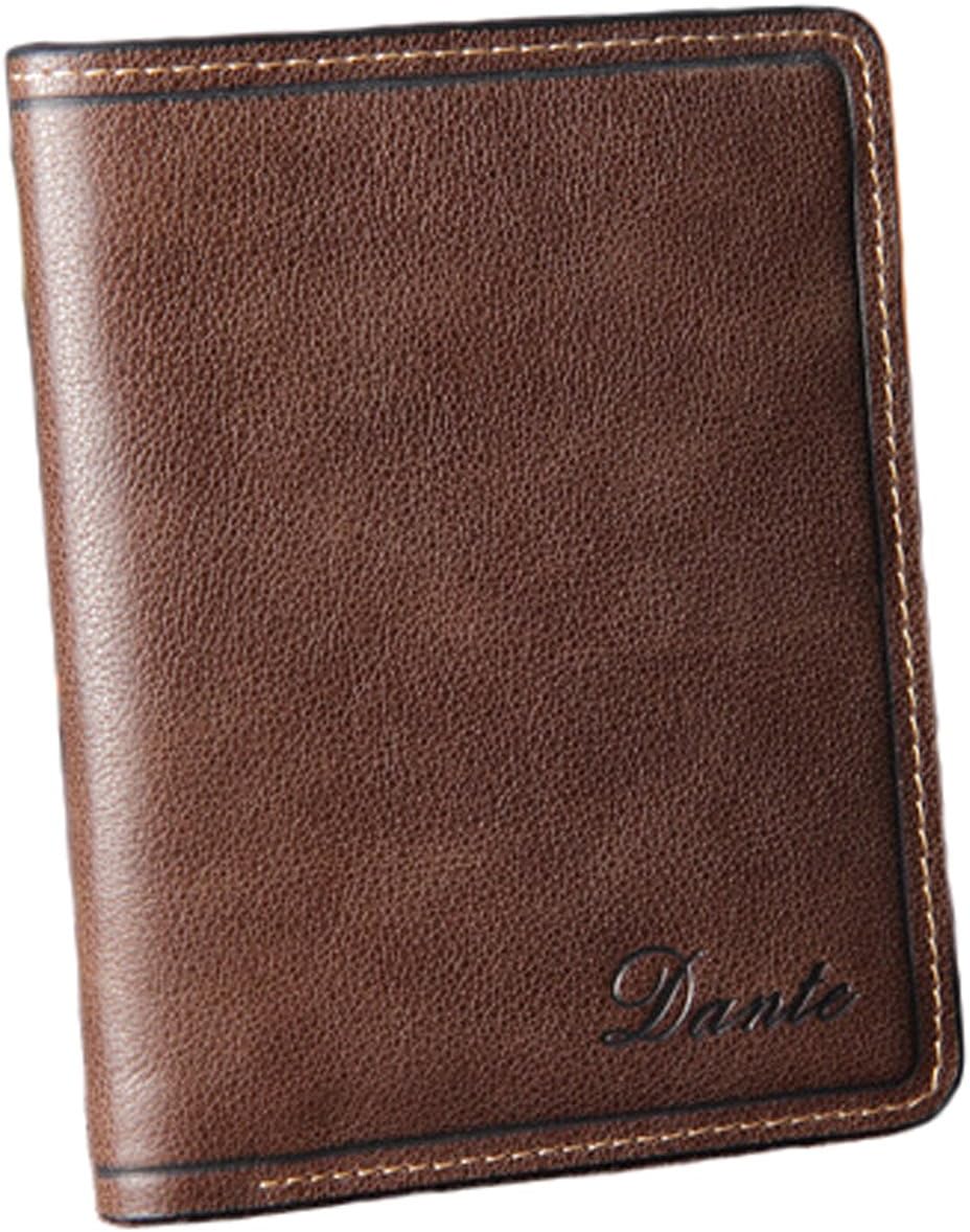 Aqueen Men's Leather Slim Vertical Bifold Wallet Kahki
