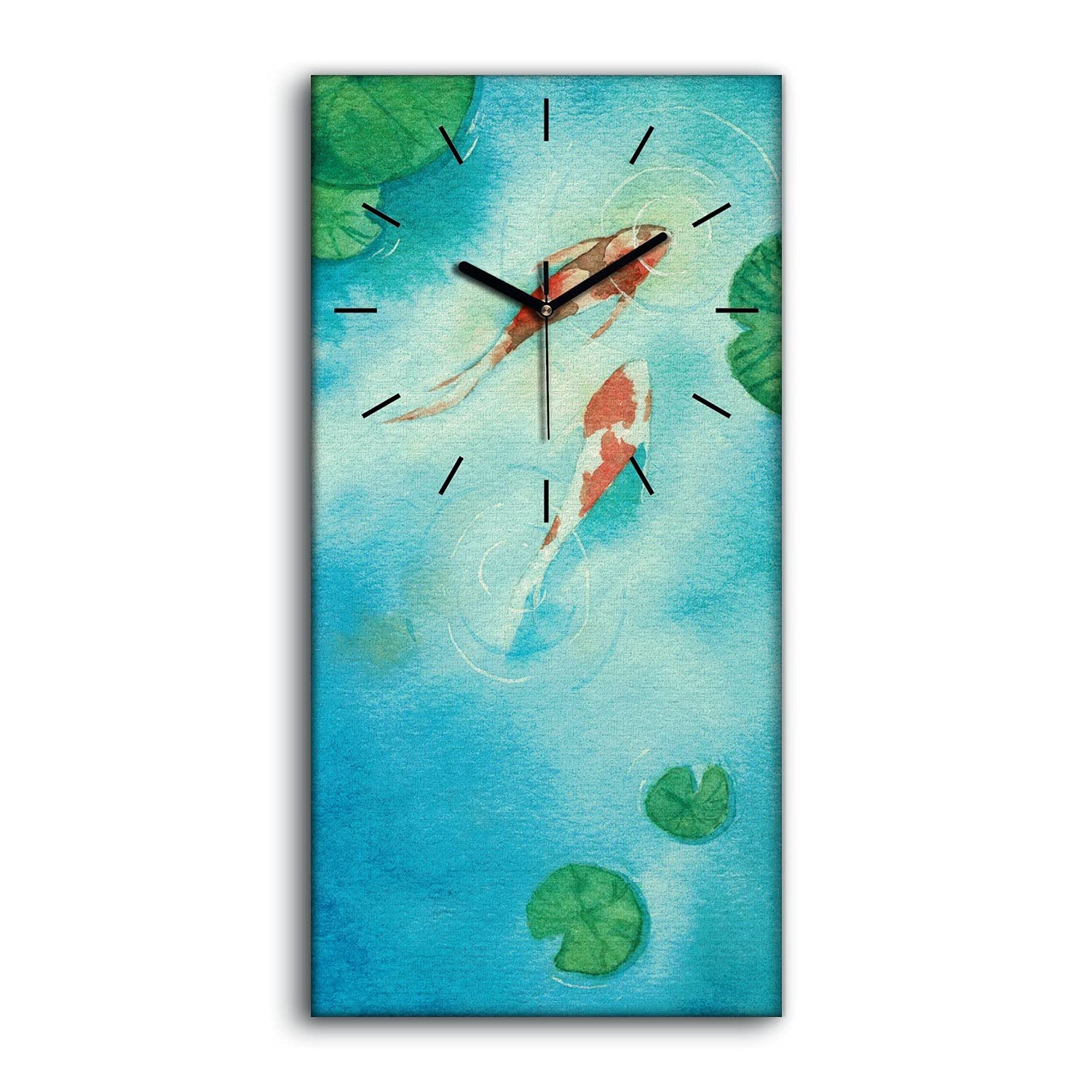 Horloge sur Toile Poisson Koi 30x60 cm Décoration Murale Salon Silencieuse Image Art