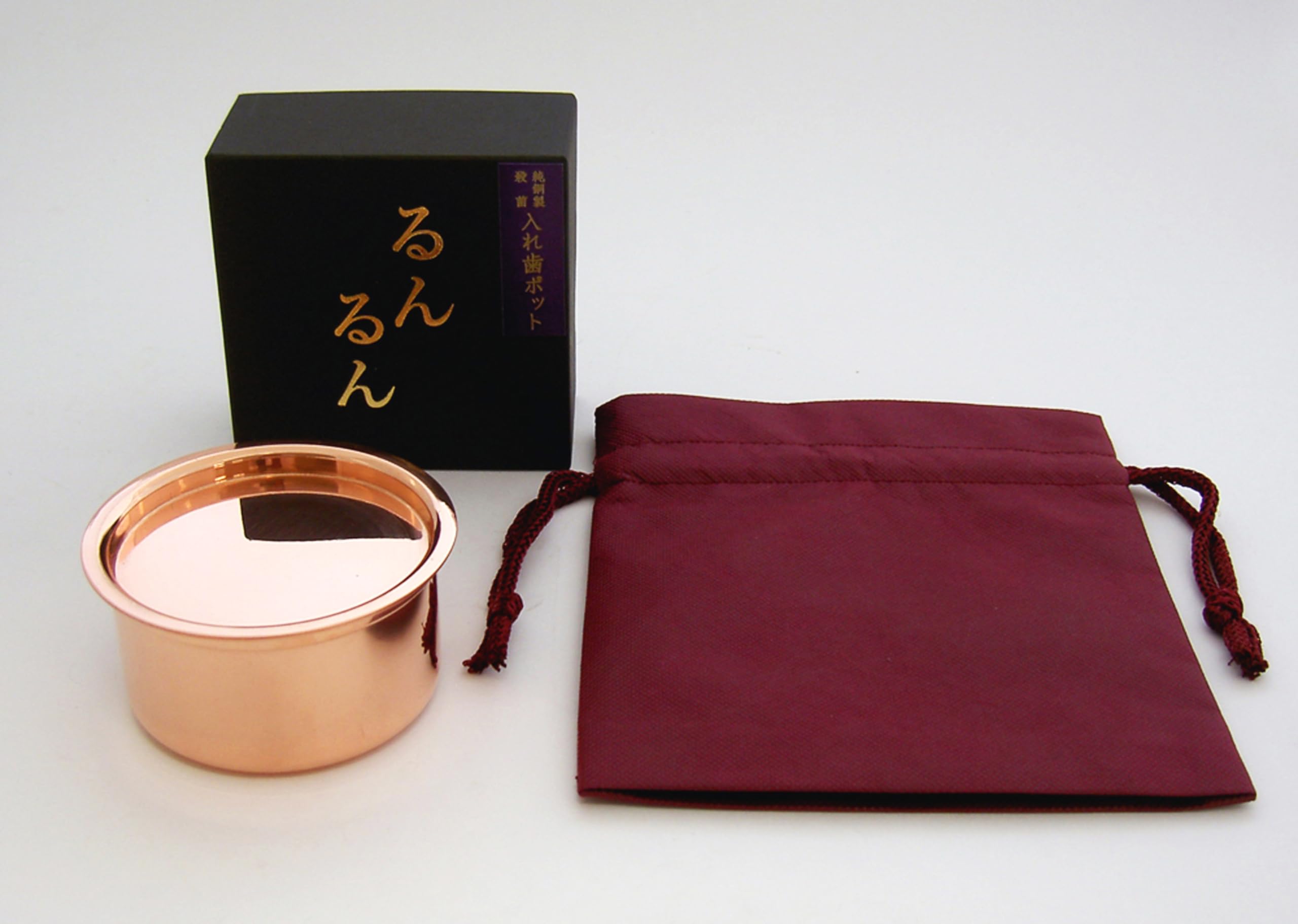 Amazon.co.jp: 杉山金属 純銅製入れ歯ポット るんるん 収納袋付