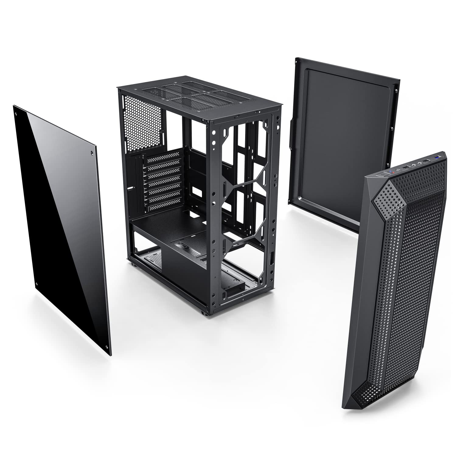 EMPIRE GAMING - Case PC da Gioco Ruby - ARGB Mid-Tower ATX, mATX, ITX -Frontale Mesh -Pannello Laterale in Vetro Acrilico -4 Ventilatori 3 Pins 5 Volt LED RGB Indirizzabile 120 mm -MB Sync- Nero