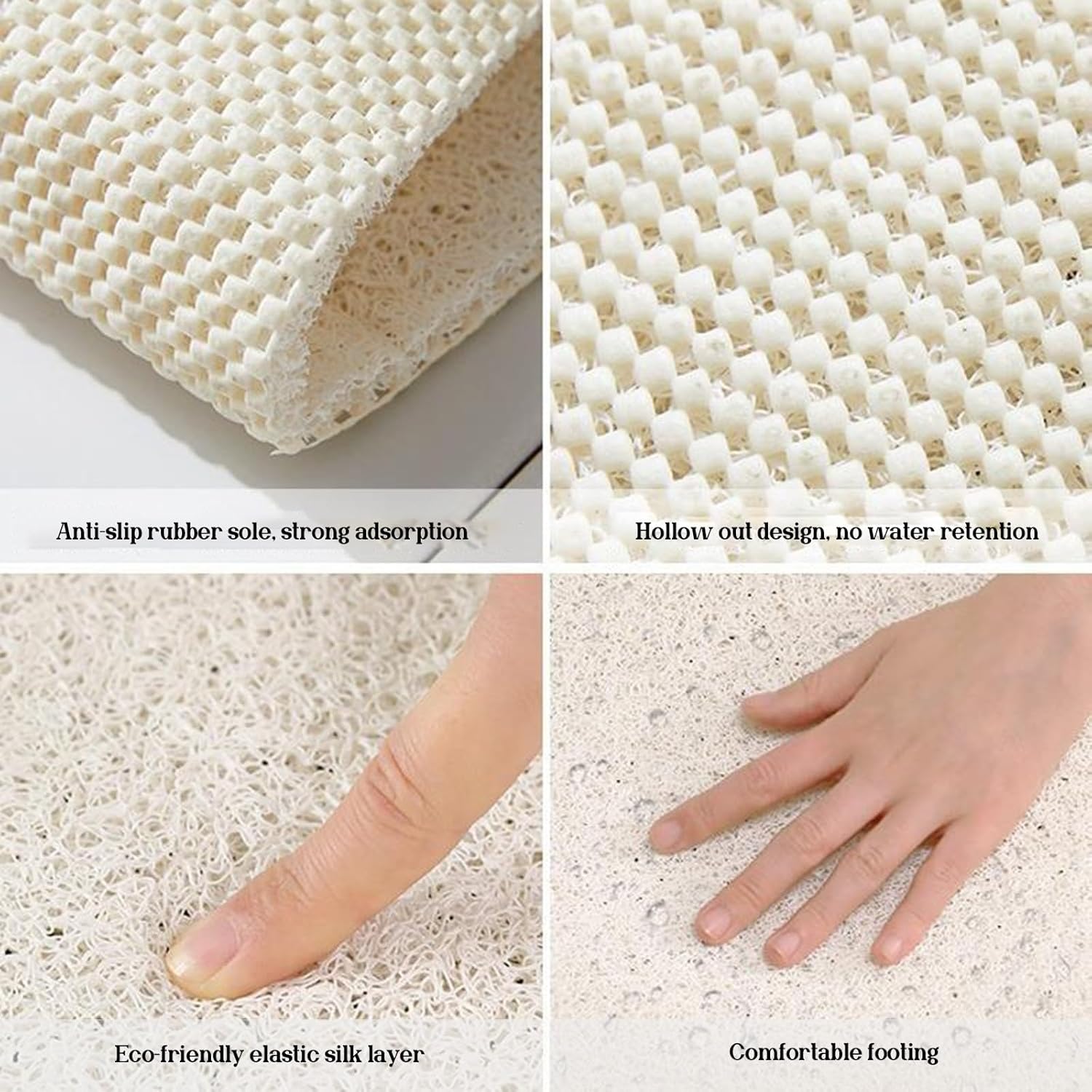 Shower Floor Mat Soft Scalloped Bathtub Mat Non-Slip PVC Loofah Massage Bathmat with Drainage Holes for Shower, Tub, Bathroom, Quick Drying(Style1,75 * 75cm)