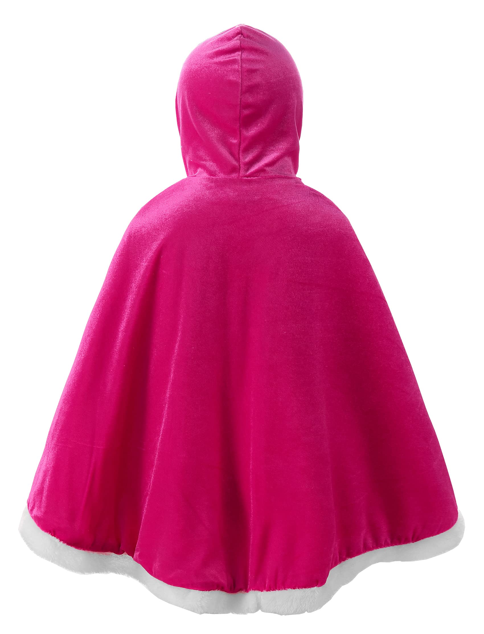 JerrisApparel Girl Cape Wedding Cloak Dress Coat Matching Snow Princess Costume (150, Rose) - Image 3