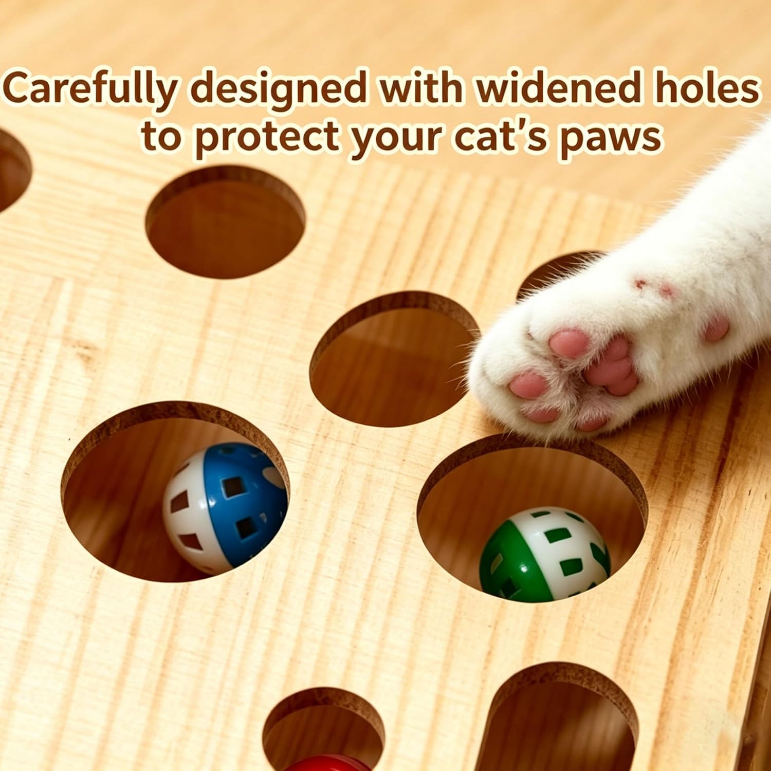 Rufftopia Cat Claw Saver & Nail File Enrichment Box - Sandpaper Scratcher with 3 Balls, Interactive Claw Trimmer Toy & Scratch Pad for Indoor Use