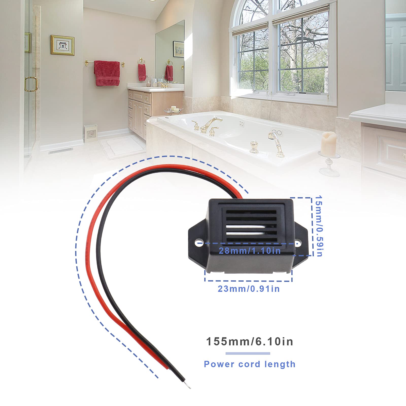 ECSiNG 4X 12V Alarme Sonore Électronique 75Db Haute Décibel Alarme Sonore Continue 155mm Longueur de Fil pour Repousser Insectes et Rongeurs dans la Lampe