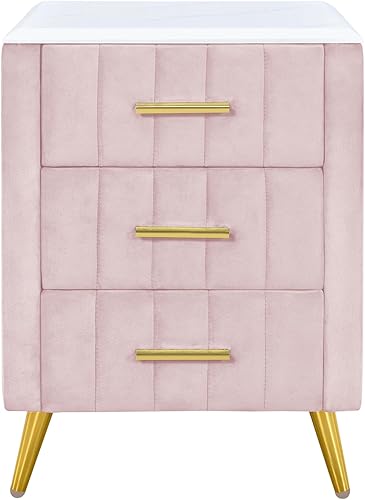 Miniatura 44 de SOFTSEA Mesita de noche de terciopelo con 2 cajones, moderna mesita de noche tapizada con almacenamiento, mesa auxiliar con tira de purpurina
