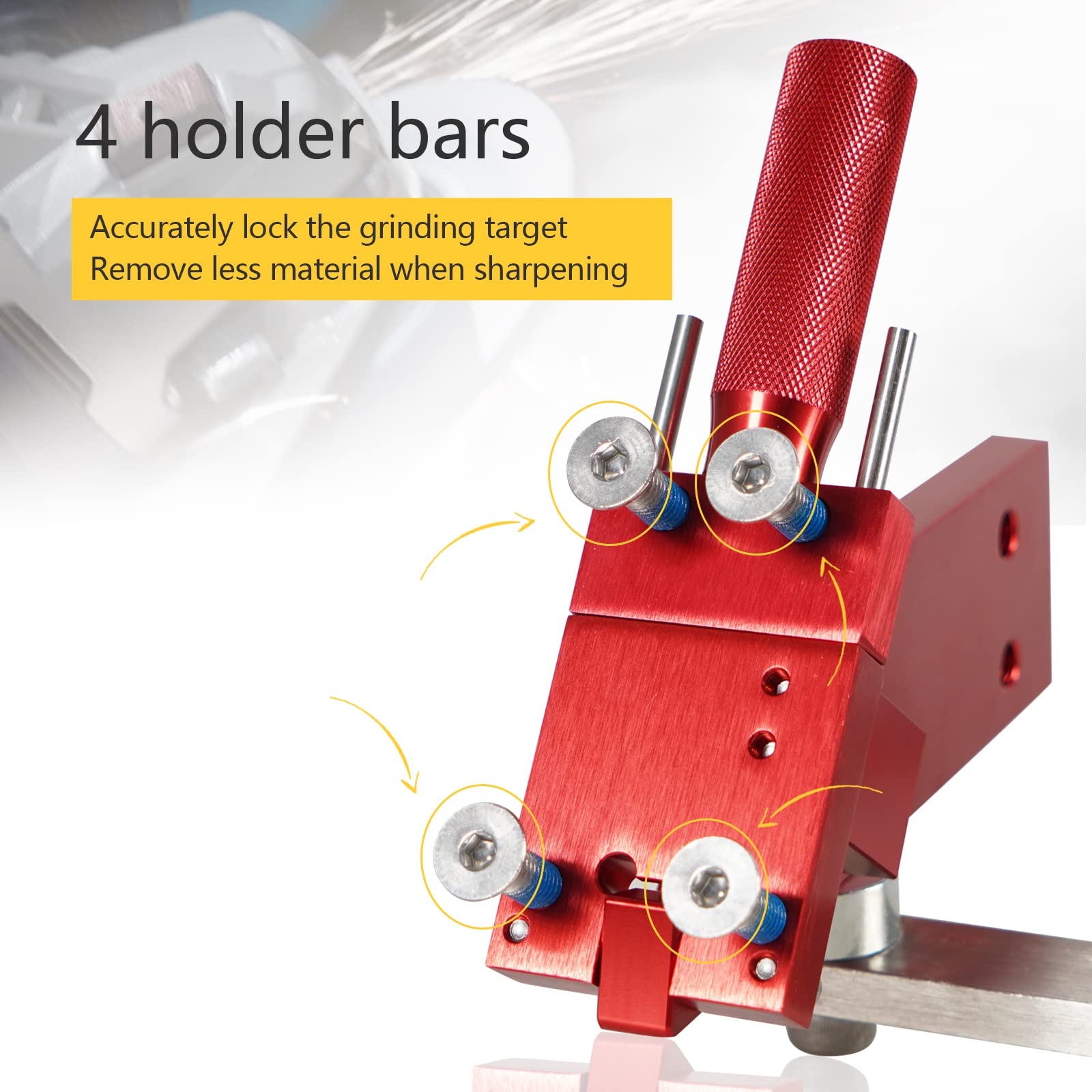Kit de afilador de cuchillas de cortacésped ajustable de 15 ° - 45 ° para cuchillas de cortacésped de mano derecha e izquierda - Rojo