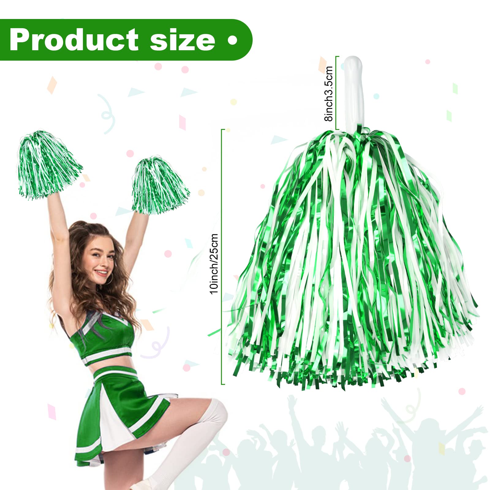 SHTGOI Cheerleading - Pompon da cheerleading, 2 pezzi, in pellicola metallica, con manico per cheerleader, fiori a mano, per eventi sportivi, giochi di ballo, blu e oro SHTGOI Cheerleading - Pompon da cheerleading, 2 pezzi, in pellicola metallica, con manico per cheerleader, fiori a mano, per eventi sportivi, giochi di ballo, blu e oro