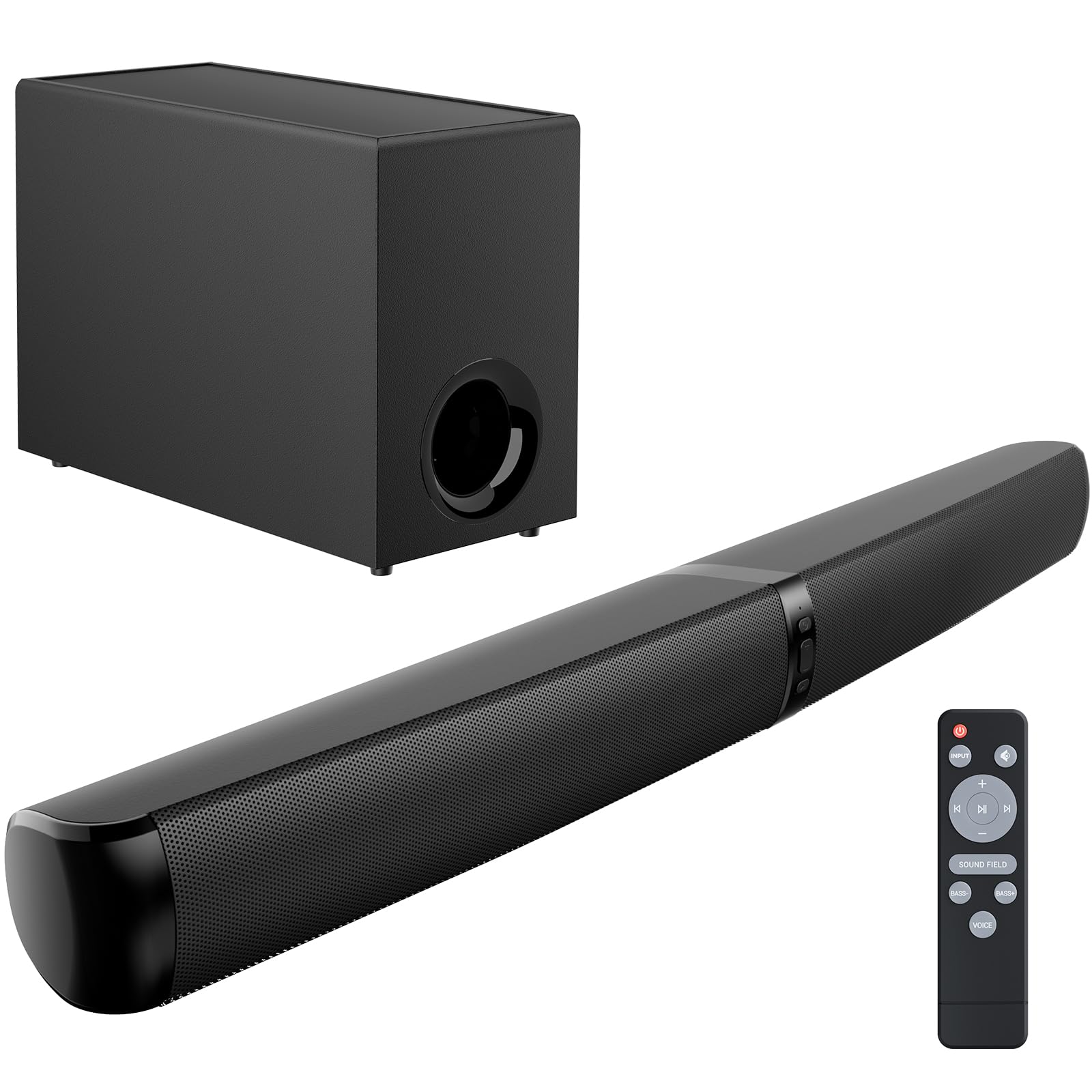 GarageRock Soundbar mit Subwoofer für TV, 110 W Peak 2-in-1 Sound Bar mit Adjustable Deep Bass, Bluetooth 5.3/ARC/Opt/AUX-Anschluss, Surround Sound System für Fernseher/PC/Projektoren/Geschenk, 1 Set