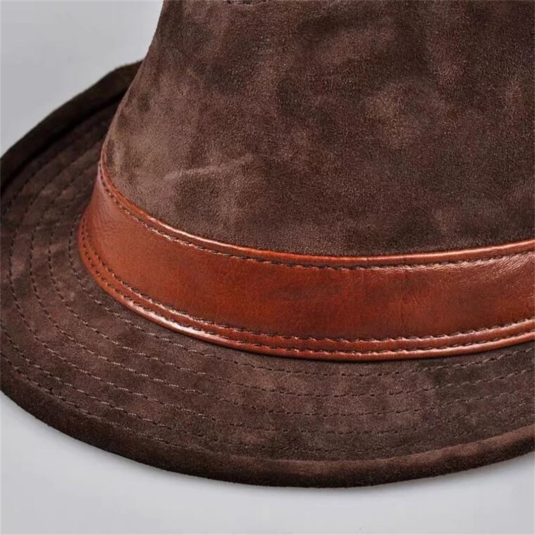 Sombreros de invierno para hombre, de piel auténtica, para hombres y mujeres, estilo británico, de ala ancha