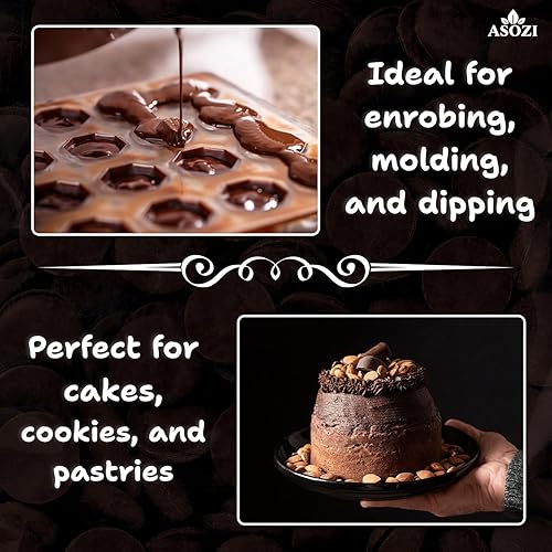 Miniatura 6 de Obleas de chocolate negro para derretir 2 libras, chocolate suave y cremoso, perfecto para sumergir, hornear, hacer dulces y decorar postres, ideal