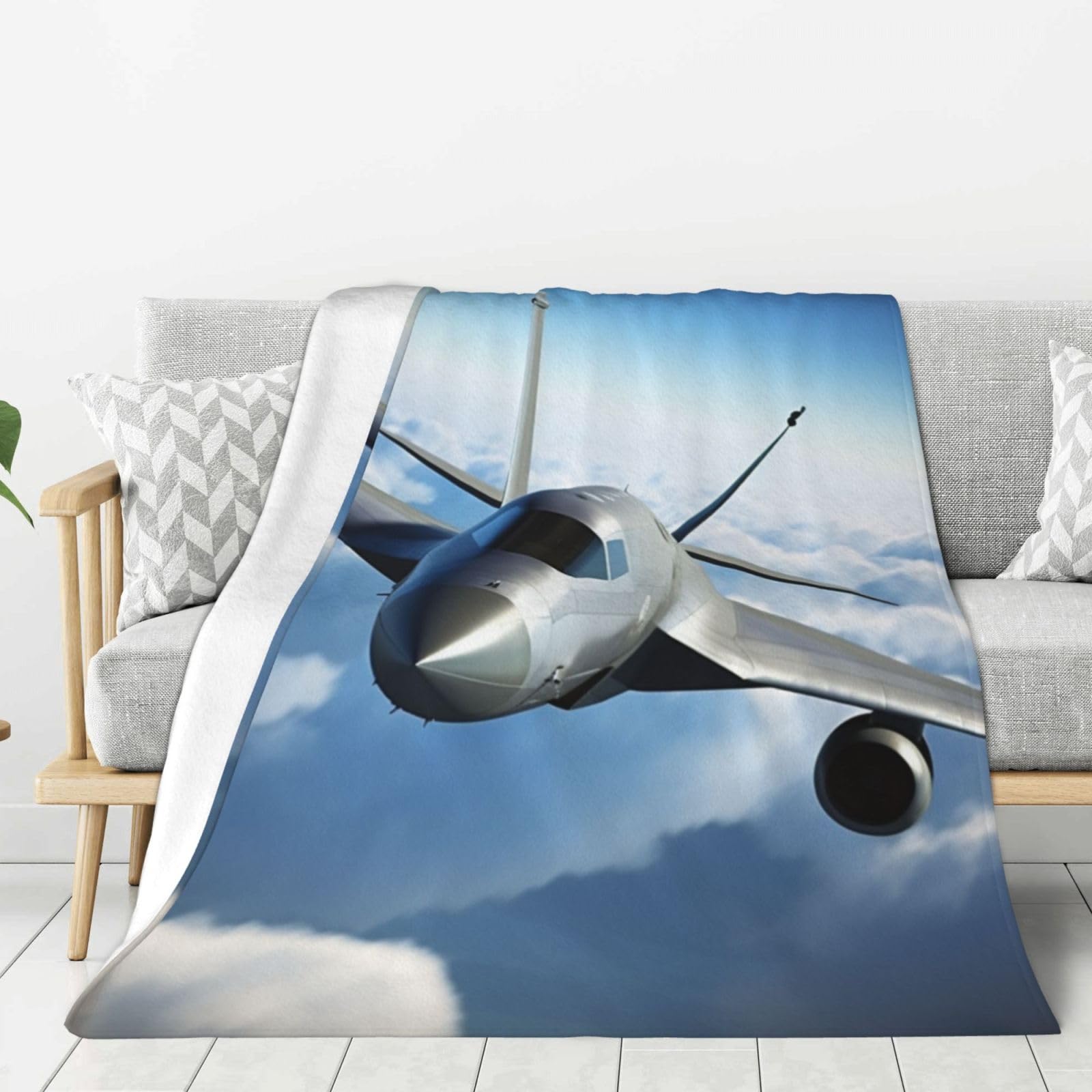 Couverture avion en flanelle 152x203 cm pour canapé et lit