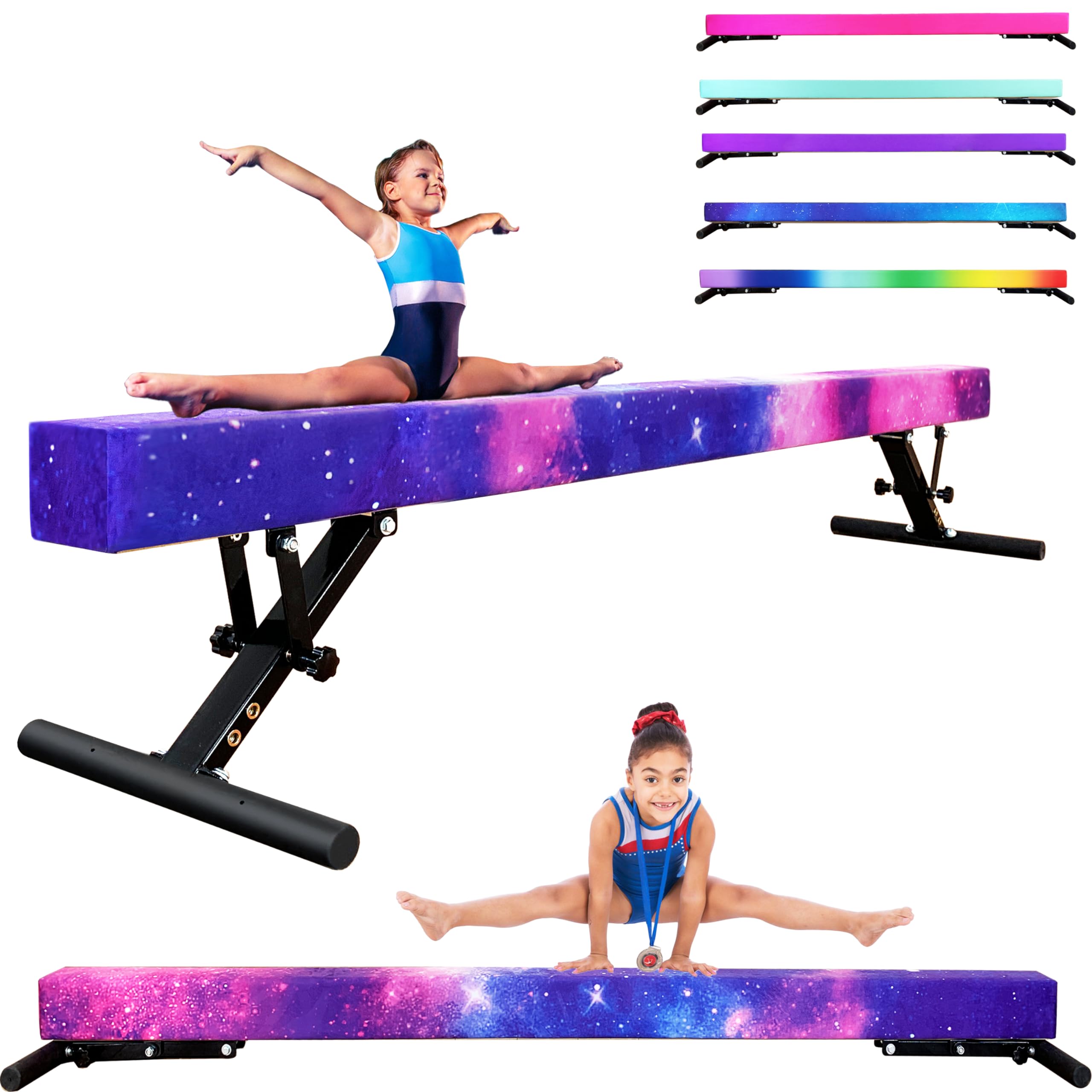 PreGymnastic 8FT Balance Beam, Gymnastics Beam for Kids Ages 3-12, Home Gym Equipment for Girls, Adult Adjustable Balancing Beam-Competition Style Training Beam for Practicing Indoor & Outdoor