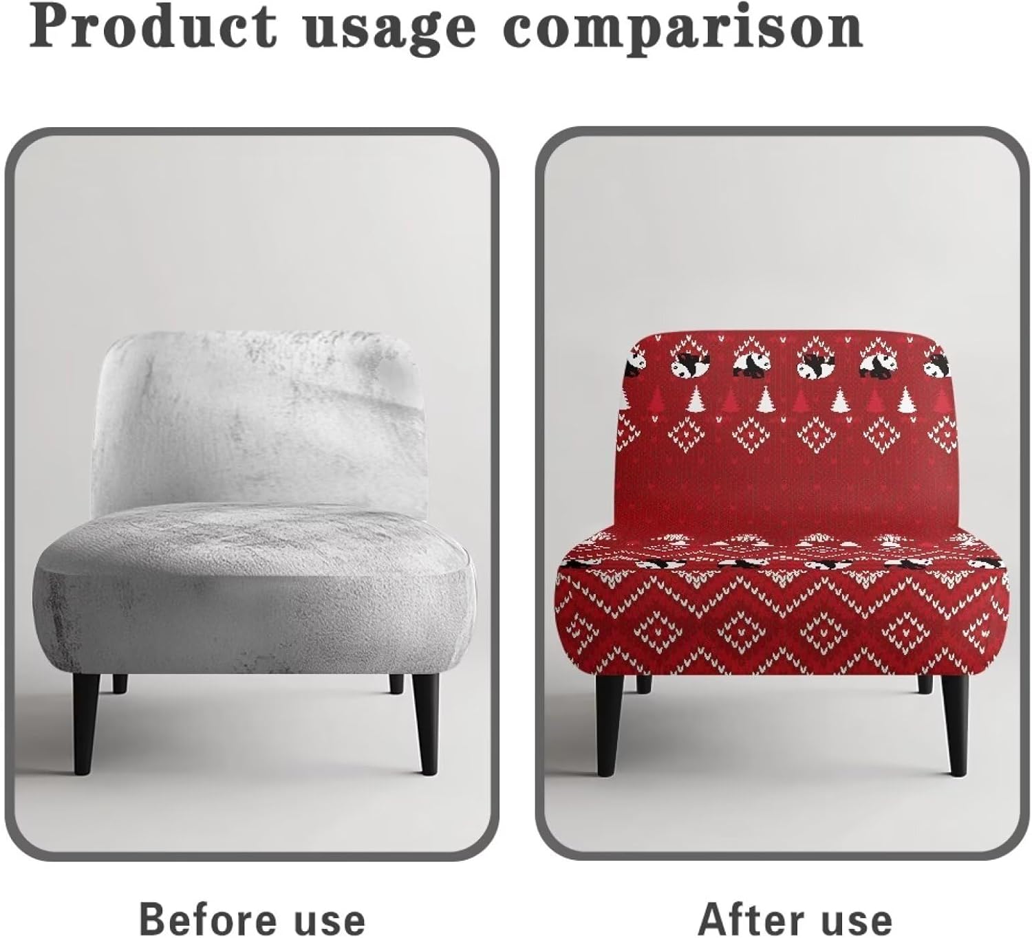 Christmas Tribal Armless Accent Chairs Covers, Thick Armless Recliner Sofa Cover Stretchable, Removable Armless Chair Slipcover for Living Dining Room Hotel