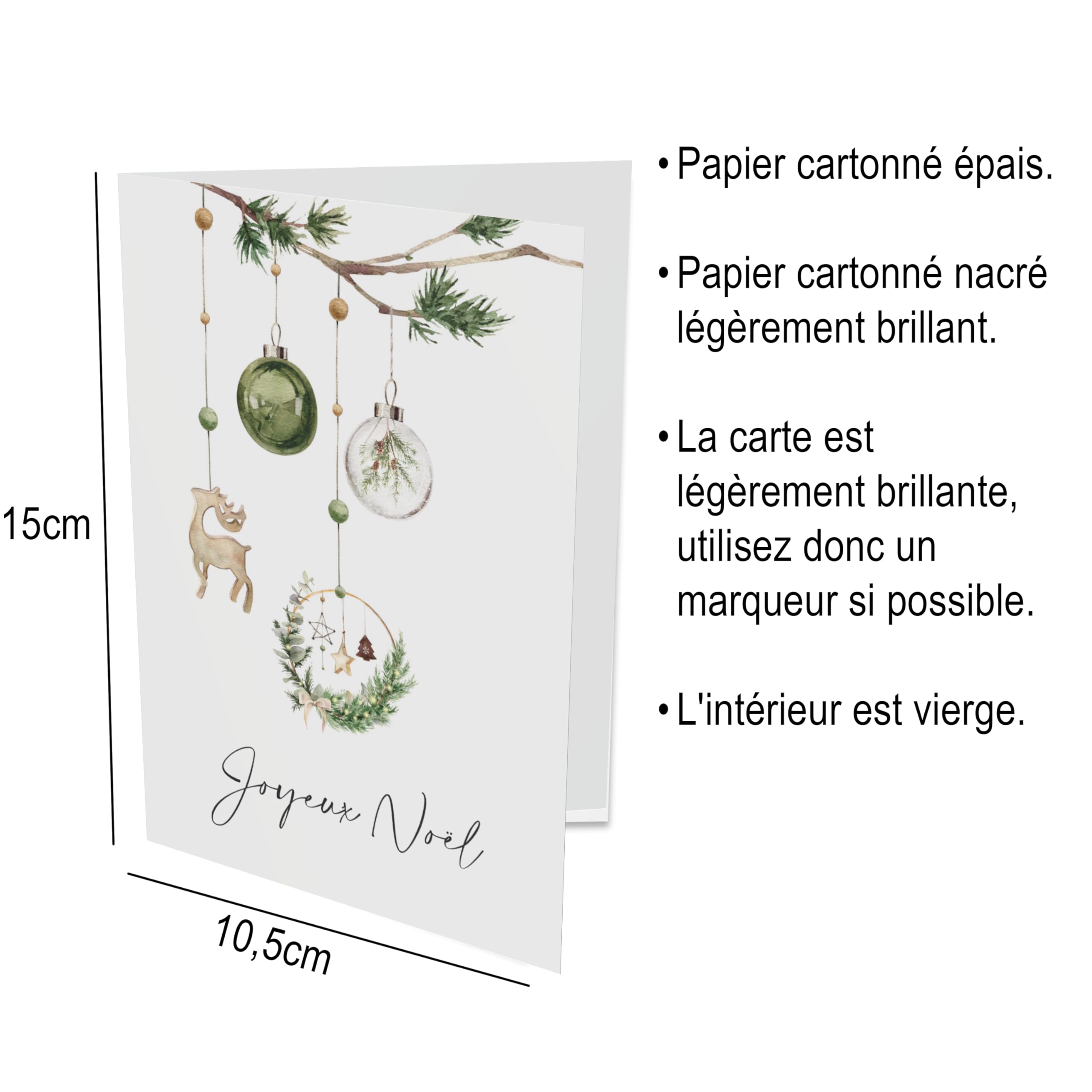 Set de 30 Cartes de Noël A6 avec Enveloppes Blanches – Cartes Festives