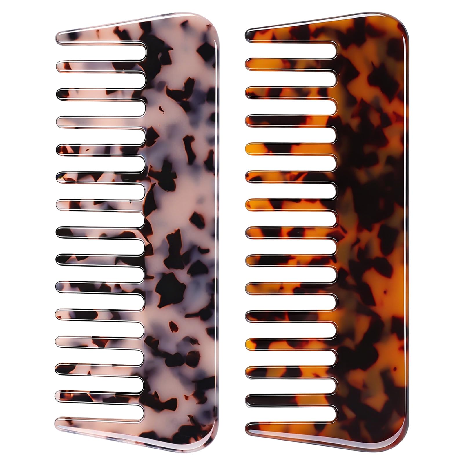 2 Pack Large Hair Detangling Comb for Curls & Thick Hair Tortoiseshell color