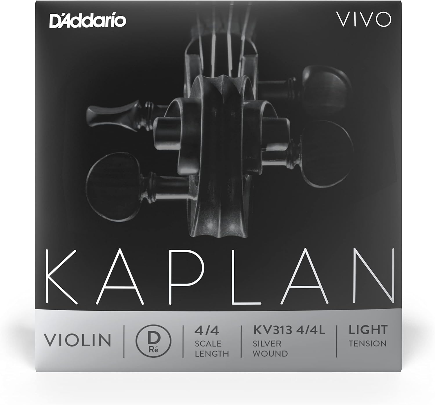 D'Addario Kaplan Vivo Violin Strings - Full Set - KV310 4/4M - Violin Strings - 4/4 Scale, Medium Tension