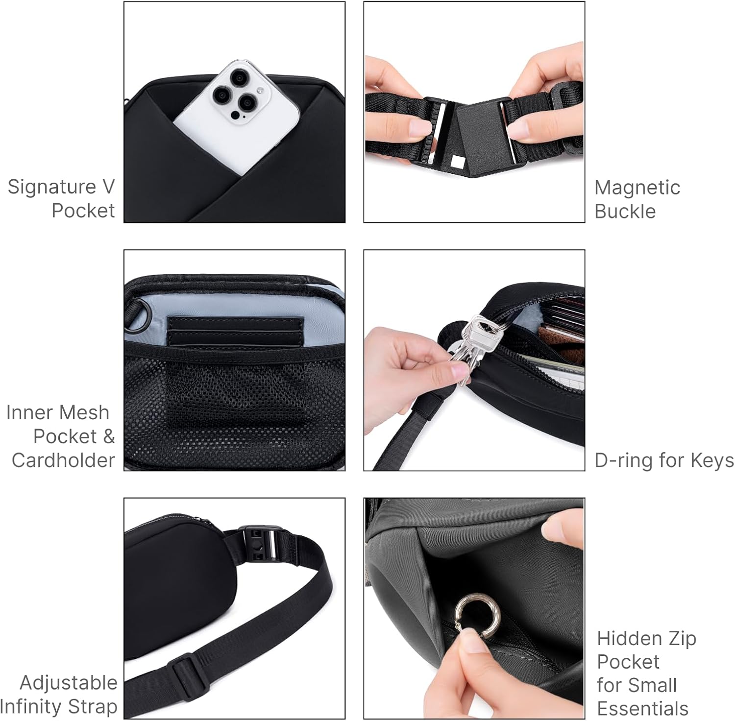 Lux & Nyx Origami Belt Bag - Fanny Pack & Sling Bag (Champagne) - Image 4