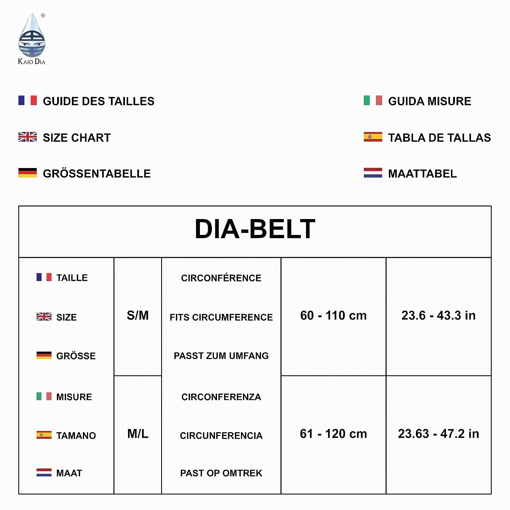 Dia-Belt - Cinturón para Bomba de insulina Medtronic, Accu-chek y Muchos Otros Modelos y Lector Freestyle Libre. para niños y Adulto. (Medium/Large (60-120 cm))