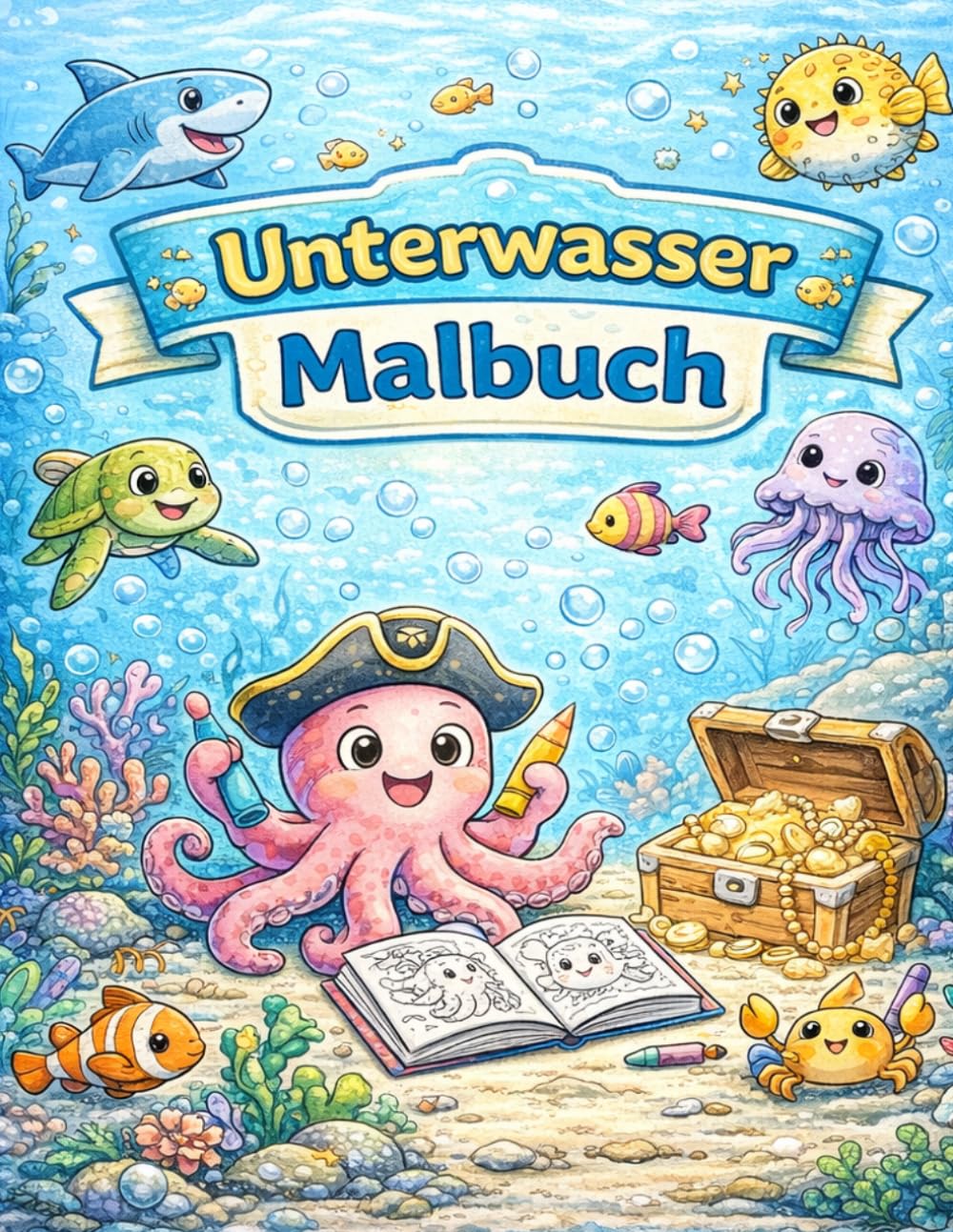 Unterwasser Malbuch: Niedliche Meerstiere zum Ausmalen und Entdecken